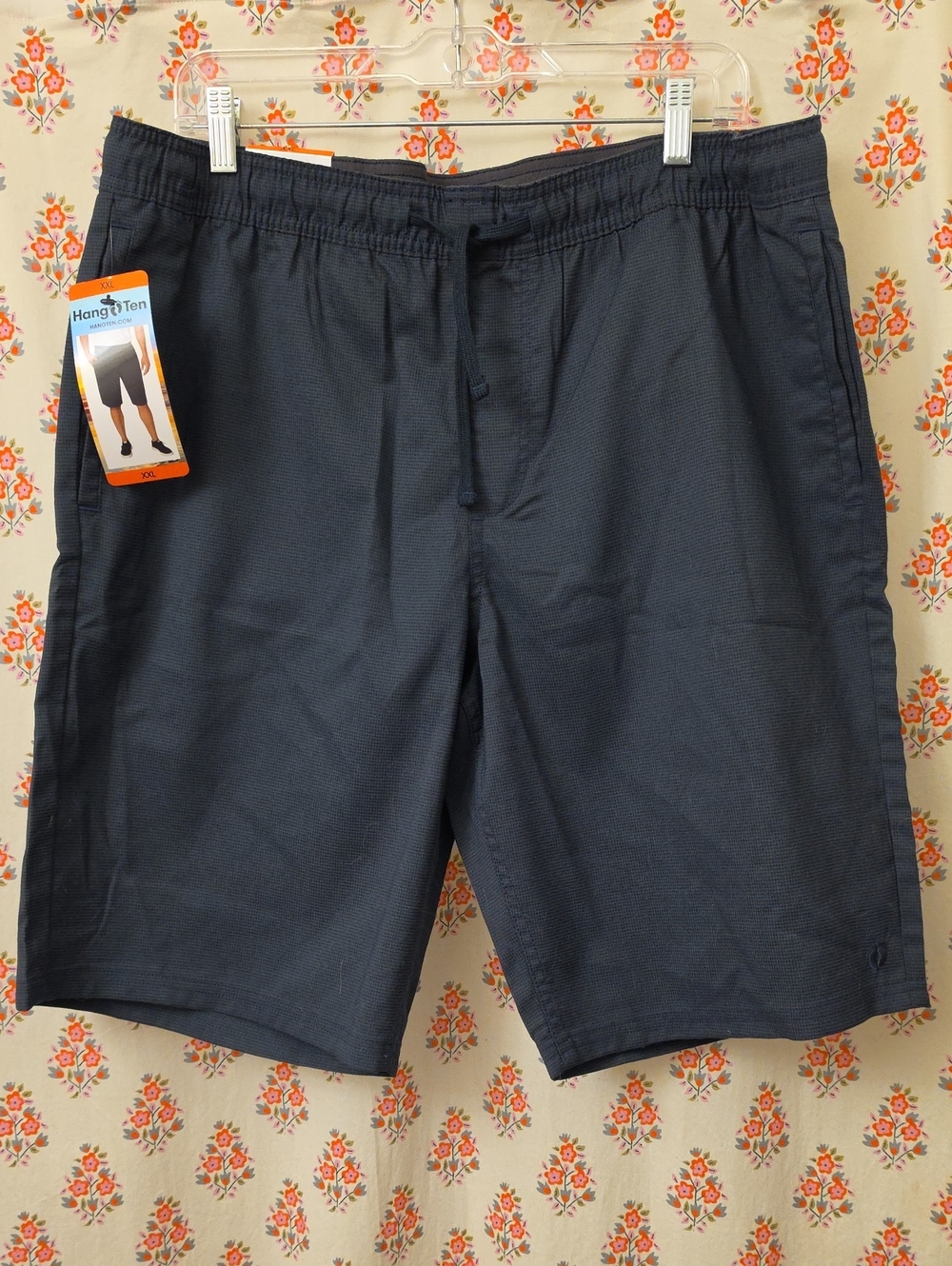 Hang Ten Men's Dark Navy Elastic Drawstring Hybrid Shorts